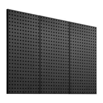 Metalinės perforuotos plieninės lentos 24x12", juodos, 3 vnt., sieninis organizatorius