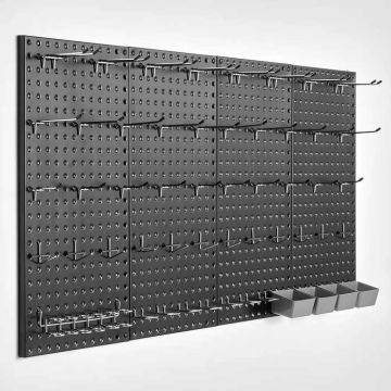 Metalinė perforuota sieninė lenta, 24x12", juoda, 4 plokštės