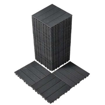 Sujungiamos tamsiai pilkos plastikinės terasos plytelės, 36 vnt., 11,6" x 11,6"