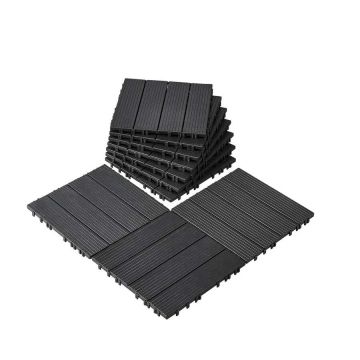 Sujungiamos plastikinės terasos plytelės, 12"x12", tamsiai pilkos, 10 vnt.