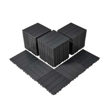 Sujungiamos tamsiai pilkos plastikinės terasos plytelės, 54 vnt., 12"x12"