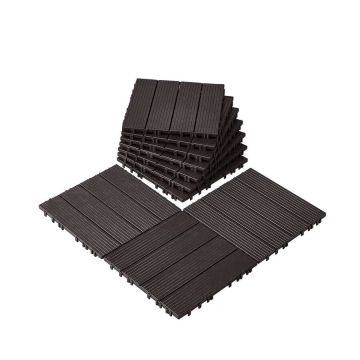 Sujungiamos plastikinės terasos plytelės, 12"x12", 10 vnt., tamsiai rudos