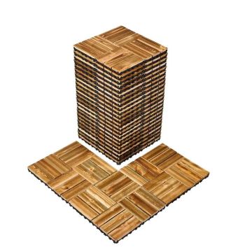 Sujungiamos medžio masyvo terasos plytelės, 27 vnt., 30x30 cm, vandeniui atsparios
