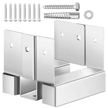 Betoninis 4x4 stulpų inkaras, cinkuotas plienas, 10 vnt., vidinis dydis 3,53x3,56 colio