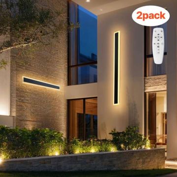 Lauko sieniniai šviestuvai 2 vnt., IP65, nerūdijantys, 2700–6000K, reguliuojami