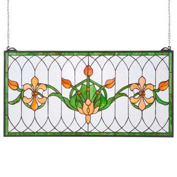 Vitražo lango plokštė, 810x433 mm, tiffany stiliaus, pakabinama