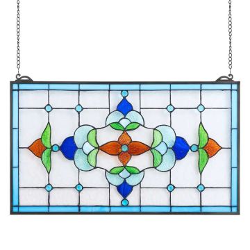 Tiffany stiliaus pakabinama vitražo lango plokštė, 664x402 mm