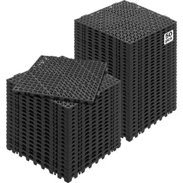Modulinės neslystančios PVC pagalvėlės 30x30 cm, 50 vnt., juodos