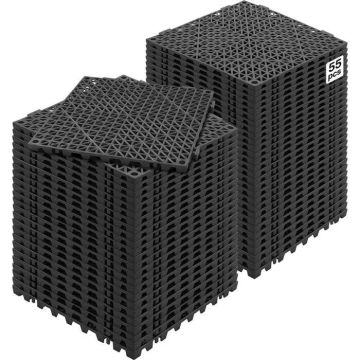 Modulinės PVC grindų pagalvėlės, 30x30 cm, neslystančios, juodos, 55 vnt.