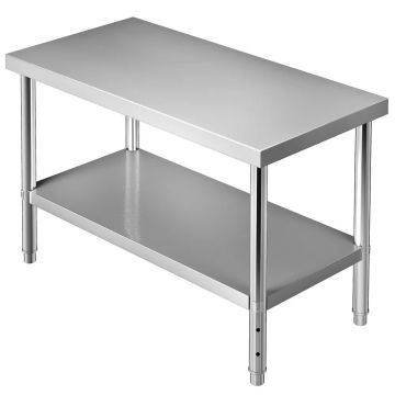 Nerūdijančio plieno paruošimo stalas, 48x24x34 colių, 550 svarų keliamoji galia
