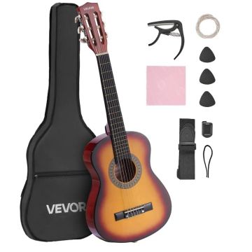 Klasikinė medinė gitara 780 mm pradedantiesiems su priedais