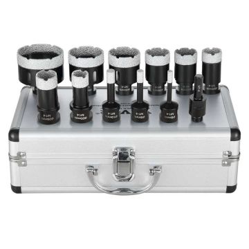 Deimantinių gręžimo karūnų rinkinys 11 vnt., M14, 6-65 mm, plytelėms ir keramikai