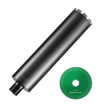 Deimantinė šlapio gręžimo karūnėlė betonui ir plytoms, 10,8 cm, 35,6 cm gylis, vidinis sriegis 7 mm