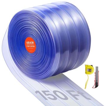Skaidrios PVC durų juostos, 45,7 m x 20 cm, briaunuotos užuolaidos