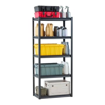 Reguliuojamos metalinės sandėliavimo lentynos, 5 pakopos, 2000 svarų, juodos spalvos, 72x32x18 colių