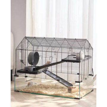 Прозрачная вентилируемая клетка для хомяков с поилкой, 29,5x17,3x24 см.