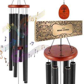 Vėjo varpeliai laukui, 1042 mm, 6 vamzdeliai, juodi