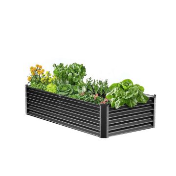 Metalinė cinkuota pakelta lysvė, 6x3 pėdų, tamsiai pilka