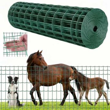 Cinkuota plieninė ūkio tvora 1x25 m, vinilu dengta, žalia