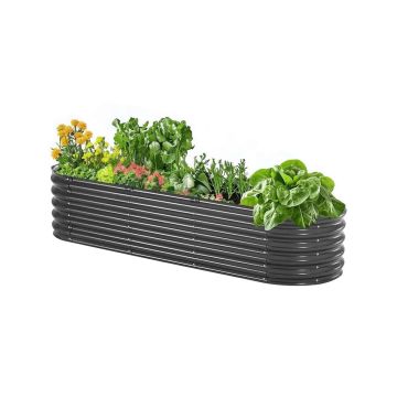 Metalinė cinkuota pakelta lysvė, 6,53x1,96x1,4 pėdų, tamsiai pilka