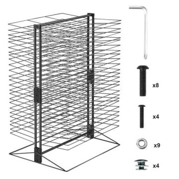 Сушилка для картин, 50 полок, углеродистая сталь, черная, 20x17x30 дюймов