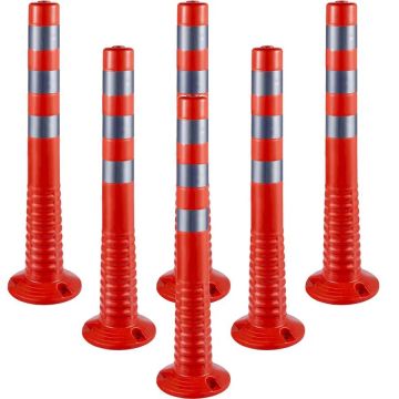Eismo ribojimo kūgiai su stulpais, 30 colių, oranžiniai, 6 vnt. rinkinys
