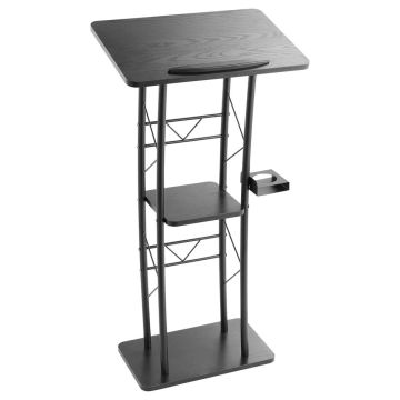 Podiumo stovas metalinis, 118 cm, su knygų ir puodelių laikikliais