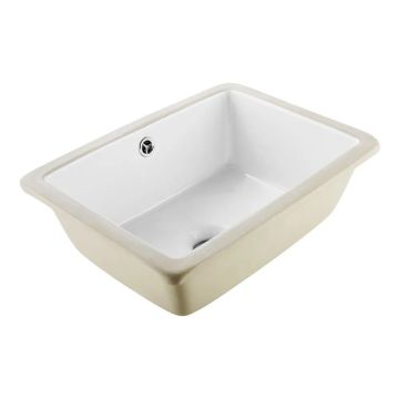 Po stalviršiu montuojama stačiakampė keraminė vonios kriauklė, 400x305 mm, balta