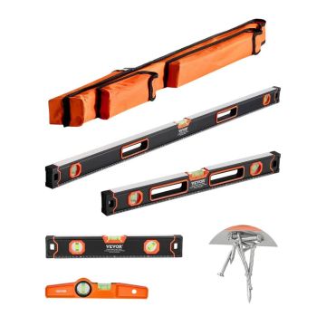 4 dalių magnetinių torpedinių gulsčiukų rinkinys, aliuminis, fluorescencinis