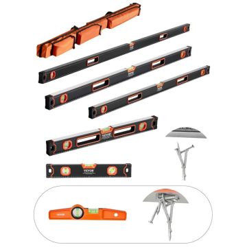 6 dalių torpedinis aliuminio gulsčiukų rinkinys, magnetinis, 10 colių