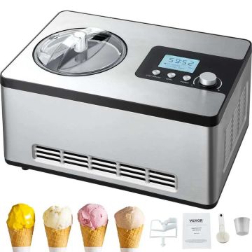 Automatinis ledų aparatas 1,9 L, elektrinis jogurto ir gelato gaminys, sidabrinis