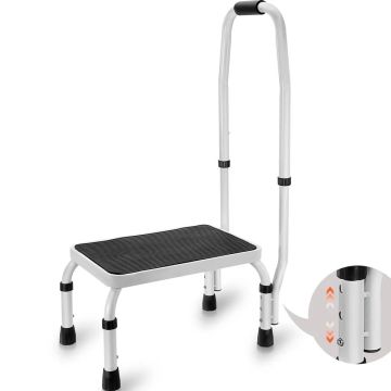 Plieninės laiptelių kopėčios su rankena, 1 pakopa, 150 kg, nešiojamos