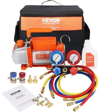 1/5 AG 3,5 CFM vienpakopis rotacinis kintamosios srovės vakuuminis siurblys su matuoklio rinkiniu HVAC oro kondicionavimui, R134a, R1234yf