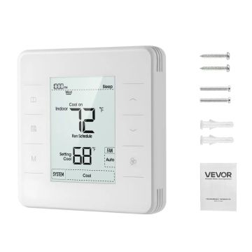 Programuojamas baltas termostatas su LED ekranu, 7 dienų, šildymui ir vėsinimui