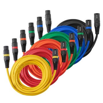6,1 m XLR kabeliai, 6 vnt., ekranuoti, paauksuoti kištukai