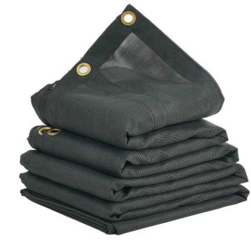 Tinklinis brezentas savivarčiui, 6,5x18 pėdų, juodas, PVC danga, dviguba kišenė