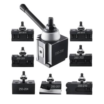 Greito keitimo įrankių laikiklių 8 dalių rinkinys, plieninis, mini ir metalinėms tekinimo staklėms, 254–381 mm