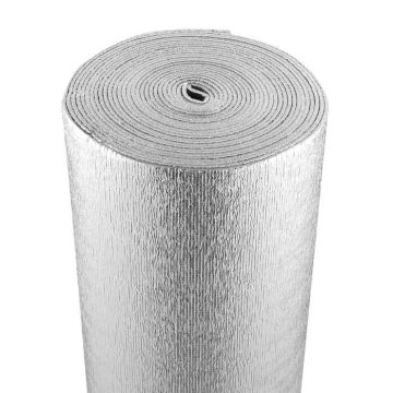 Dvigubas aliuminio folijos EPE putplasčio izoliacinis ritinėlis, 3,2 mm, 24 col. x 25 pėd.