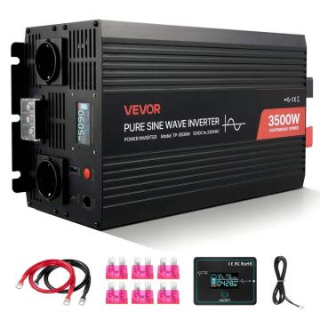 3500 W saulės energija varomas keitiklis 12 V į 230 V su LCD ir USB