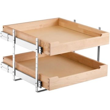 2 pakopų ištraukiama medinė spintelė-organizatorius, 20x21 colių