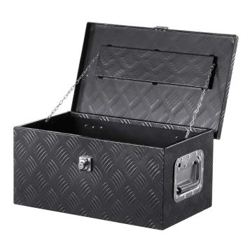 Tvirta aliuminio įrankių dėžė su spyna, 20"x12"x9,5", juoda