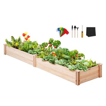 Pakelta medinė lysvė 7,9x2x0,8 pėdų, lauko sodinimo dėžė burlywood
