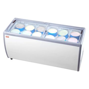 Komercinė ledų vitrina šaldiklis, 567 L, mobilus, balta, stumdomos durys