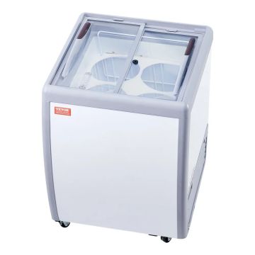 Komercinė ledų vitrina 158 L, mobilus šaldiklis su stiklu, 2 stumdomos durys, balta