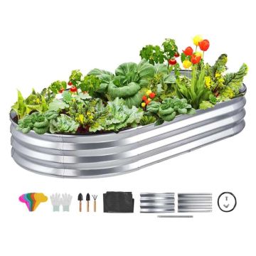 Pakelta lysvė lauko sodinimui, cinkuota metalinė, 71,9x36,4x11 colių, sidabrinė