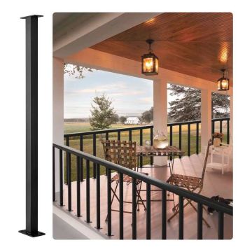 Trosinis juodas SUS304 nerūdijančio plieno turėklų stulpas 36"x1,5"x1,5"