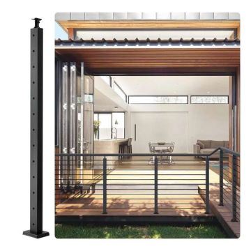 SUS304 nerūdijančio plieno trosinio turėklo stulpas, 42" x 1" x 2", 12 skylių
