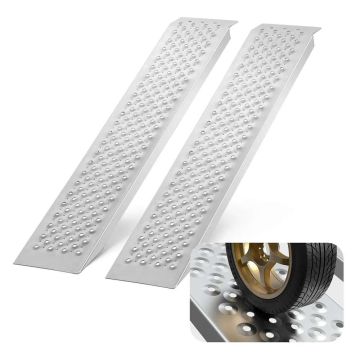 Nešiojamos aliuminio pakrovimo rampos, 2 vnt., 1200 x 215 mm, neslystančios