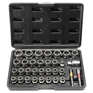 Varžtų ir veržlių ištraukiklių rinkinys, 29 d., CR-MO plienas, 6–10 mm, dėklas
