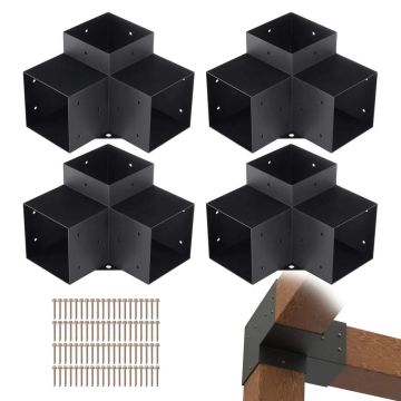 Комплект кронштейнов для перголы 6"x6", 4 шт., трехсторонние деревянные угловые кронштейны.